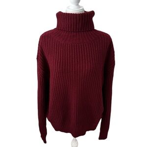 Showpo. Australia Burgundy Turtleneck Chunky Knit Sweater Size Small